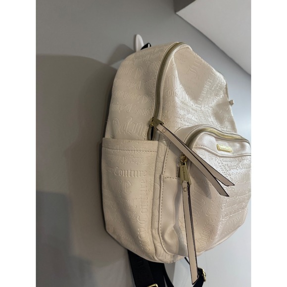 Juicy Couture Backpack White Embossed Logo Y2K Bookbag Travel Bag Purse - Picture 3 of 11